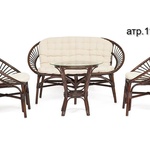 Комплект для отдыха TURKEY (стол круглый (со стеклом)+2 кресла + диван) /с подушками/  в Алуште